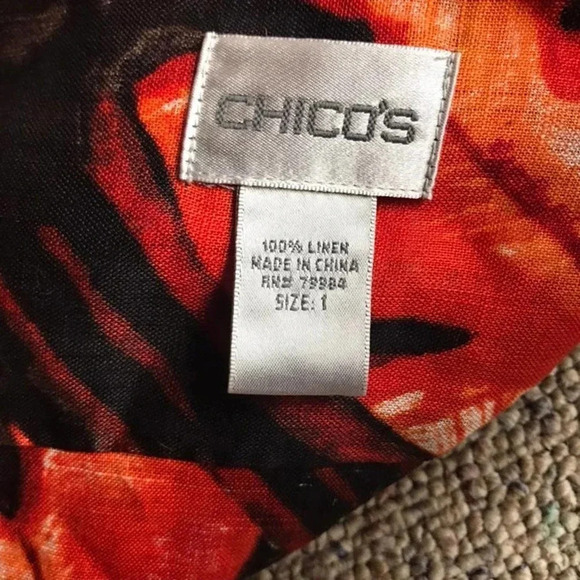 Chico’s 100% Linen Buttons down Shirt/Blouse Women Size 1 - Picture 3 of 4